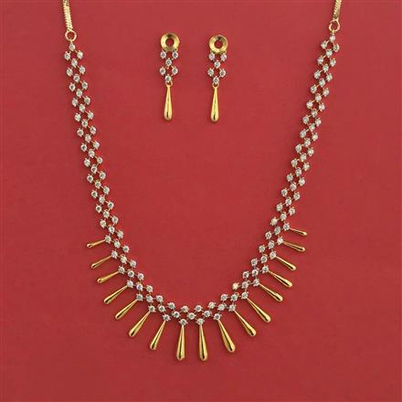 American Diamond Classic Necklace With 2 Tone Plating Rhodium Plating