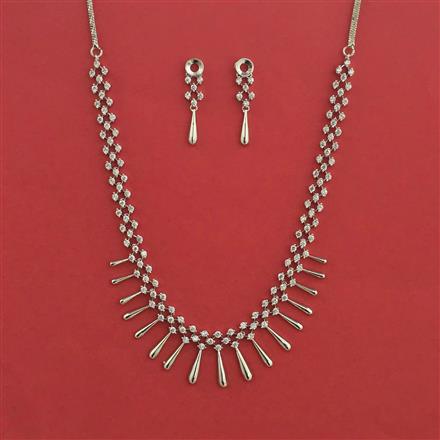 American Diamond Classic Necklace With 2 Tone Plating Rhodium Plating