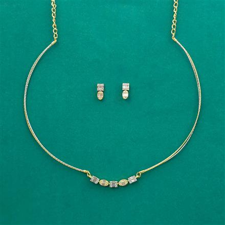 American Diamond Classic Pendant Set with Rhodium Plating 2 Tone Plating Mehndi Plating