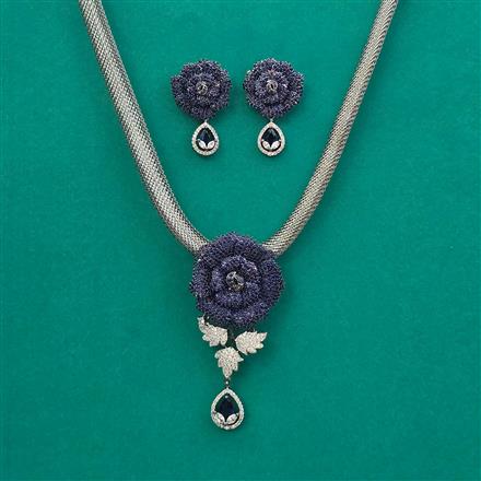 American Diamond Classic Pendant Set with Black Plating