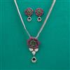 American Diamond Classic Pendant Set with Black Plating