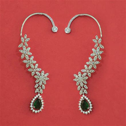 American Diamond Earcuff with Rhodium Plating