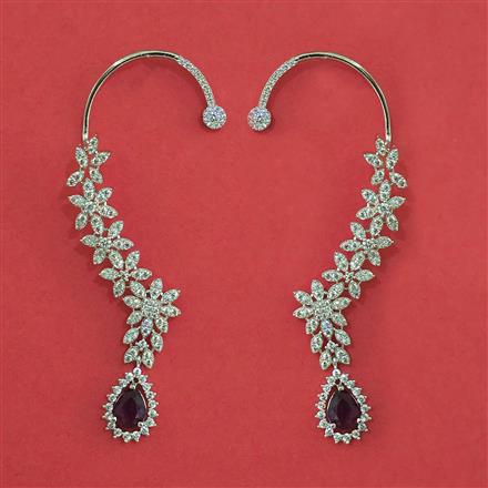 American Diamond Earcuff with Rhodium Plating