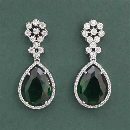 American Diamond Classic Earring with Rhodium Plating