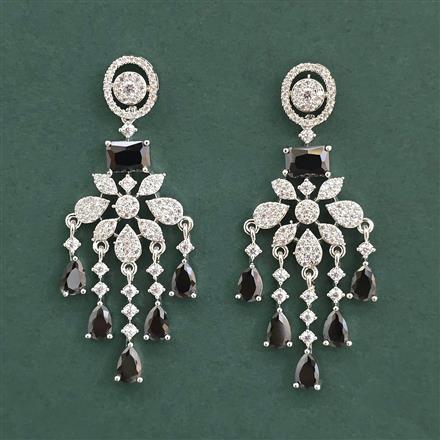American Diamond Classic Earring with Rhodium Plating