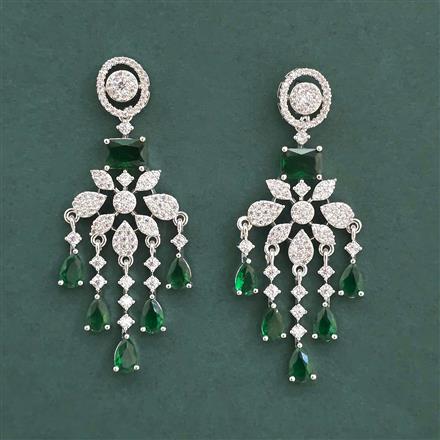 American Diamond Classic Earring with Rhodium Plating
