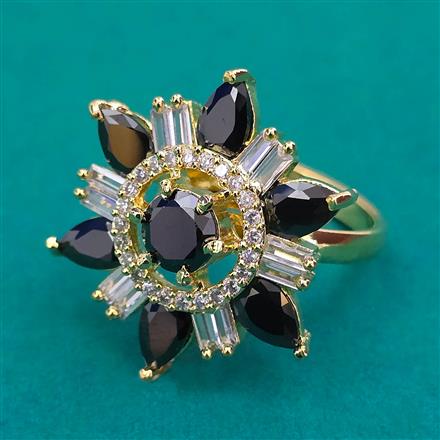 American Diamond Adjustable Ring with Gold Plating