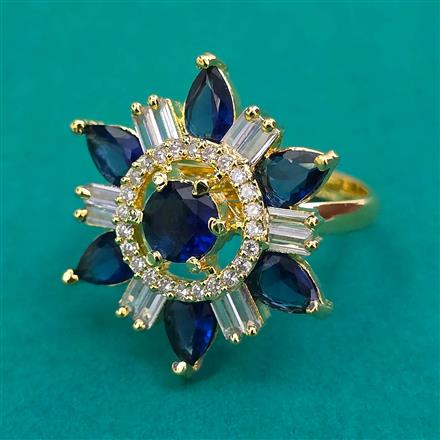 American Diamond Adjustable Ring with Gold Plating