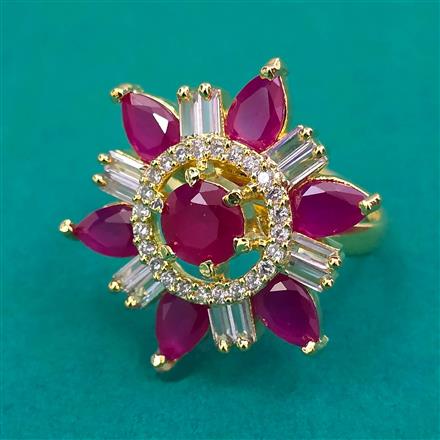 American Diamond Adjustable Ring with Gold Plating