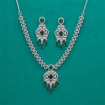 American Diamond Classic Necklace with Rhodium Plating