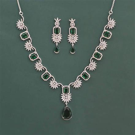 American Diamond Classic Necklace with Rhodium Plating