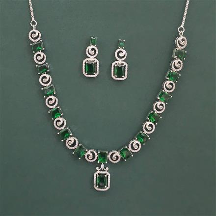 American Diamond Classic Necklace with Rhodium Plating