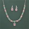 American Diamond Classic Necklace with Rhodium Plating