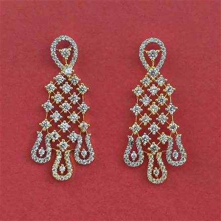 American Diamond Classic Earring With Mehndi Plating 2 Tone Plating Rhodium Plating
