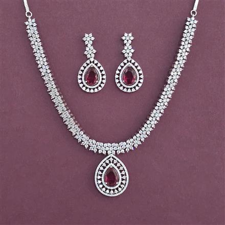 American Diamond Classic Necklace With Rhodium Plating