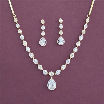 American Diamond Delicate Necklace With 2 Tone Plating Rhodium Plating