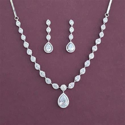 American Diamond Delicate Necklace With 2 Tone Plating Rhodium Plating