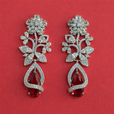 American Diamond Long Earring With Rhodium Plating