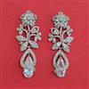 American Diamond Long Earring With Rhodium Plating