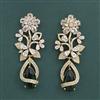 American Diamond Long Earring With Mehndi Plating