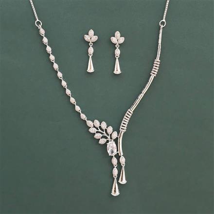American Diamond Classic Necklace With 2 Tone Plating Rhodium Plating