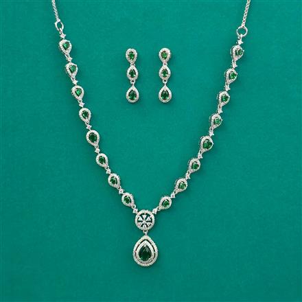 American Diamond Classic Necklace With Rhodium Plating