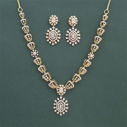 American Diamond Classic Necklace With 2 Tone Plating