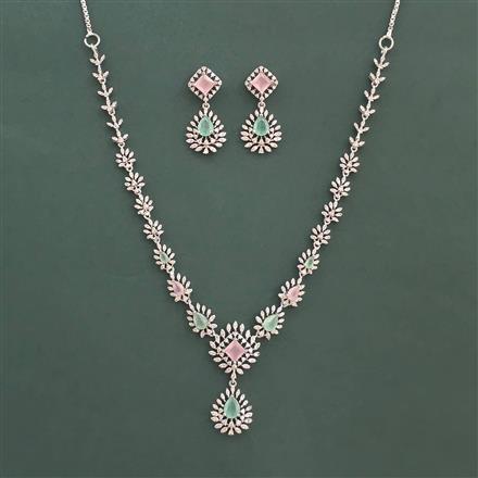 American Diamond Classic Necklace With Rhodium Plating