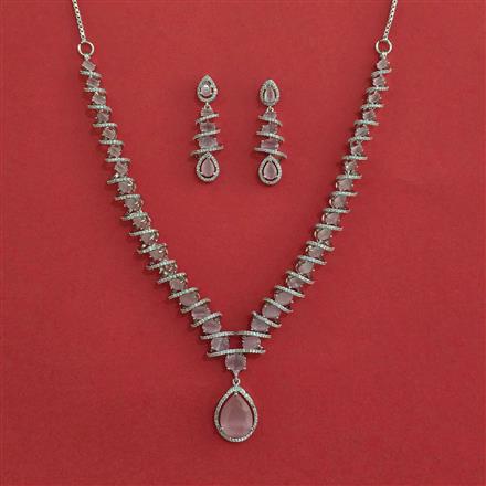 American Diamond Classic Necklace With Rhodium Plating