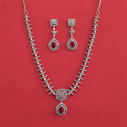 American Diamond Classic Necklace With Rhodium Plating