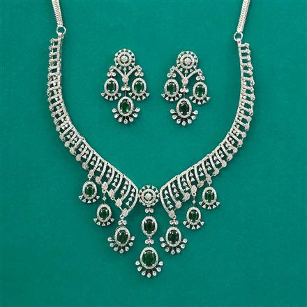 American Diamond Classic Necklace With Rhodium Plating