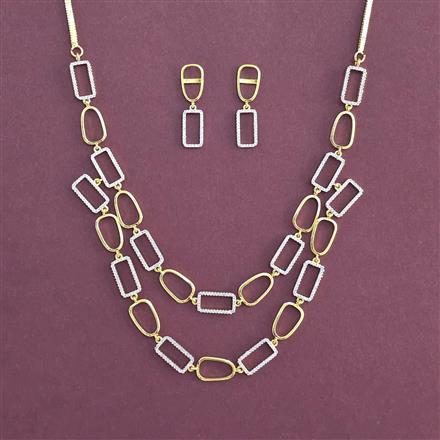 American Diamond Classic Necklace With 2 Tone Plating Rhodium Plating