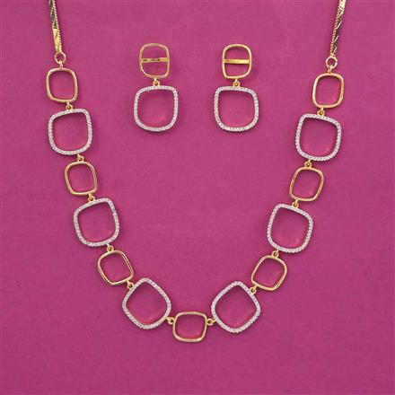 American Diamond Classic Necklace With 2 Tone Plating Rhodium Plating