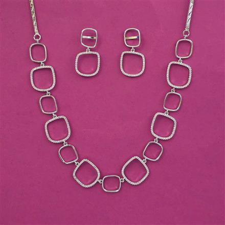 American Diamond Classic Necklace With 2 Tone Plating Rhodium Plating