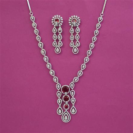American Diamond Classic Necklace With Rhodium Plating