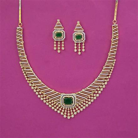American Diamond Classic Necklace With 2 Tone Plating
