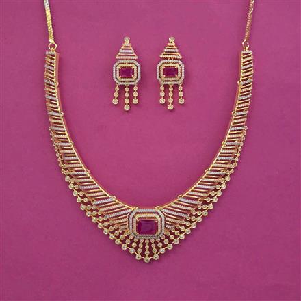 American Diamond Classic Necklace With 2 Tone Plating