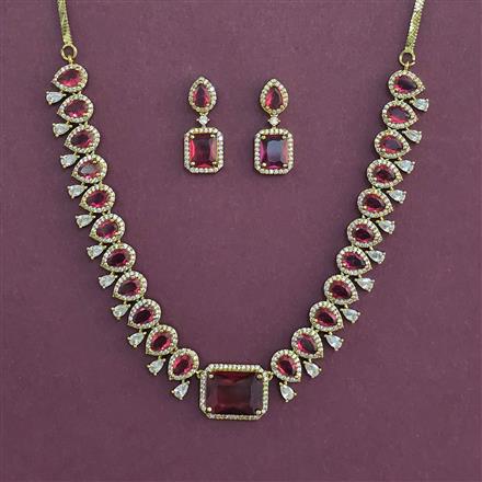 American Diamond Classic Necklace With Mehndi Plating