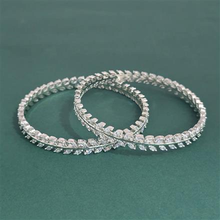American Diamond Classic Bangles With Rhodium Plating