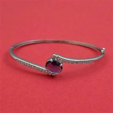 American Diamond Openable Kada With Rhodium Plating