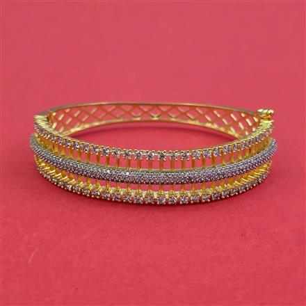 American Diamond Openable Kada With 2 Tone Plating Rhodium Plating