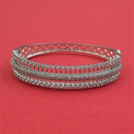 American Diamond Openable Kada With 2 Tone Plating Rhodium Plating