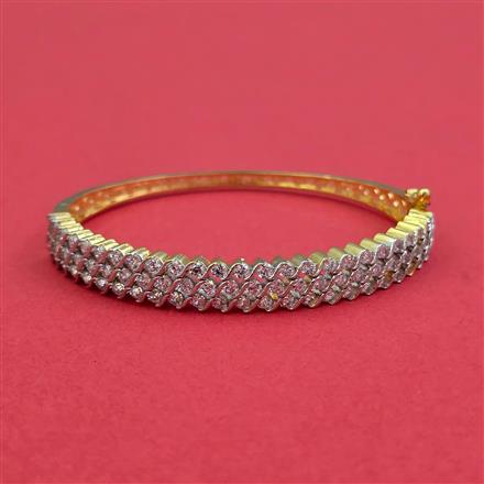 American Diamond Openable Kada With 2 Tone Plating Rhodium Plating