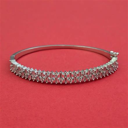 American Diamond Openable Kada With 2 Tone Plating Rhodium Plating