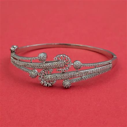 American Diamond Openable Kada With 2 Tone Plating Rhodium Plating