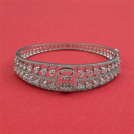 American Diamond Openable Kada With 2 Tone Plating Rhodium Plating