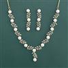 American Diamond Moti Necklace With 2 Tone Plating Rhodium Plating