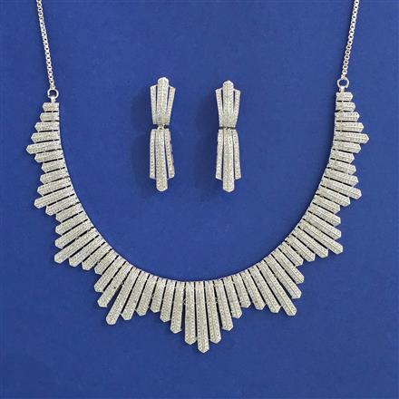 American Diamond Classic Necklace With 2 Tone Plating Rhodium Plating