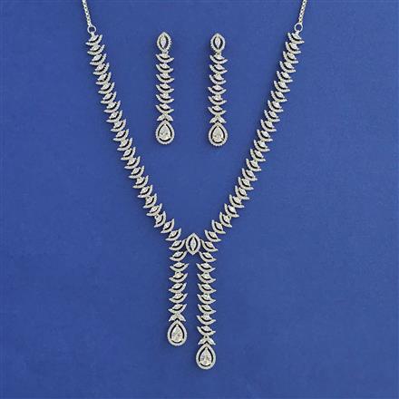 American Diamond Classic Necklace With 2 Tone Plating Rhodium Plating