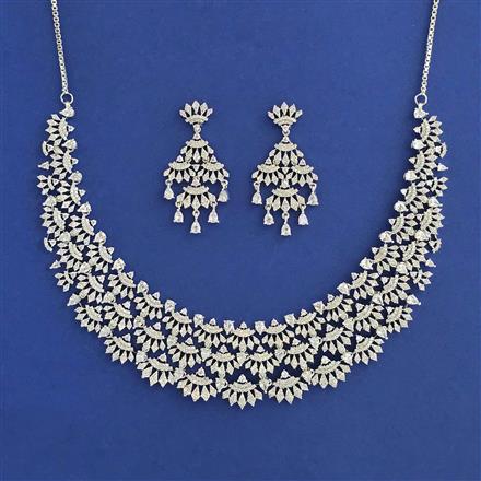American Diamond Classic Necklace With 2 Tone Plating Rhodium Plating